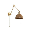 Axyaa Nordic Wood LED Wall Lamp Sconce with Swing Arm and Pull Chain Switch