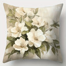 Axyaa White Flower Pillow Covers, 45x45cm Contemporary Polyester, Zip Closure