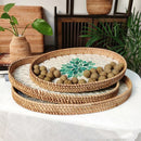 Axya Handwoven Rattan Basket: Home Tableware Organizer & Snack Platter