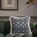Axyaa Vintage Floral Oil Painting Pillow Cover with Jacquard Tassels