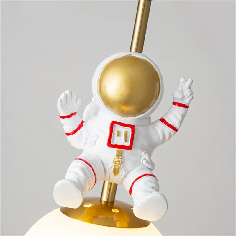 Axyaa Astronaut Chandelier: Children's Room Decor Hanging Light in Warm Shade