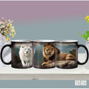 Axyaa Color Changing Animal Ceramic Mug Lion Tiger Heat Sensitive Coffee Cup