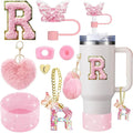Axyaa Cup Accessories Set: Butterfly Straw, Cover, Cap, Boot, Handle Charm, Initials Sticker