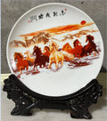 Axyaa Ceramic Plate Ornaments with Base: Modern Home Decor, Flower Arrangement Craft