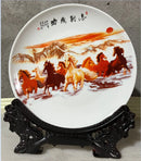 Axyaa Ceramic Plate Ornaments with Base: Modern Home Decor, Flower Arrangement Craft
