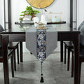 Axyaa Chinese Style Retro Table Runner with Tassel - Home Decor Embroidery Textile