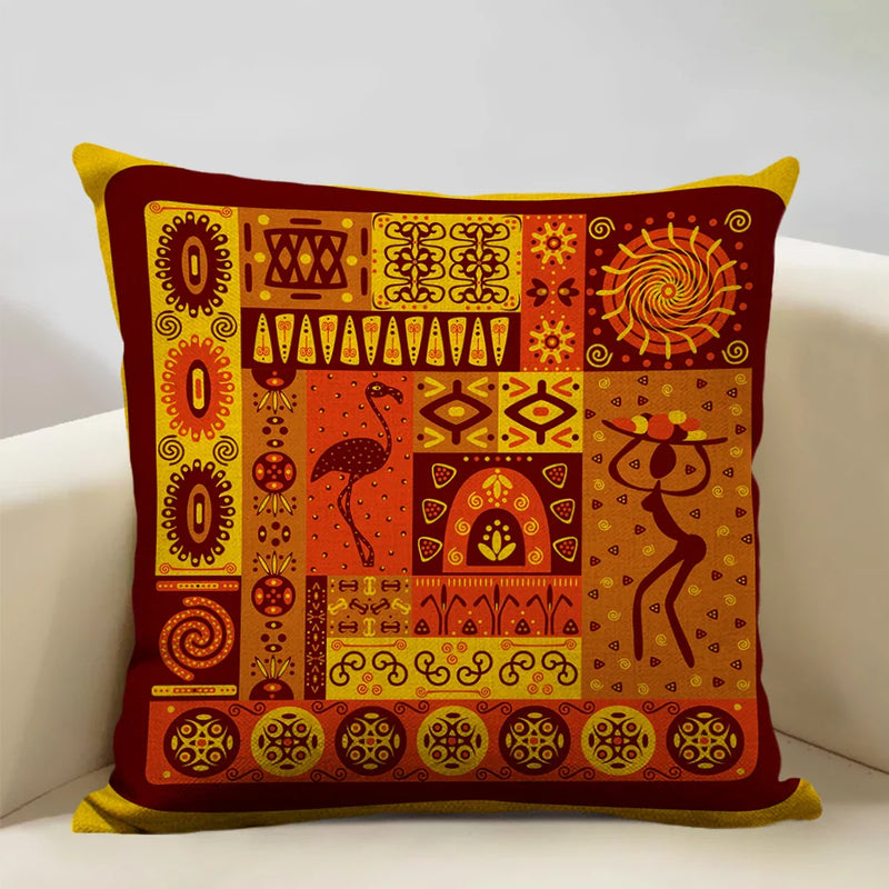 Axyaa African Dance Oil Painting Cushion Cover 45x45cm for Home Living Room Decor