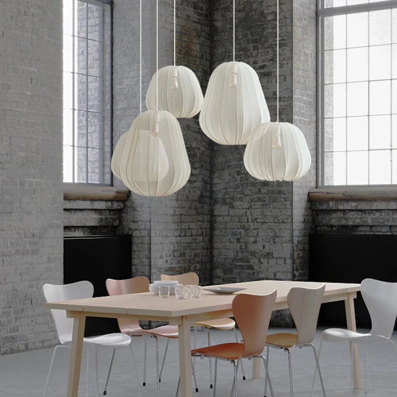Axyaa Silk Pendant Lights: Nordic Wabi Sabi LED Hanging Lamp for Home Decor