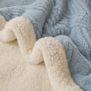 Axyaa Cozy Striped Coral Fleece Blanket for Sofa Bed, Autumn Winter Plush Throw