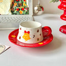 Axyaa Christmas Ceramic Coffee Cup and Saucer Set, Holiday-themed Cups, Coffee and Milk Cups