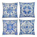 Axyaa Floral Pattern Pillow Cover for Sofa, Bedroom, Car - Blue and White