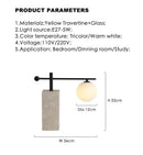 Axyaa Yellow Travertine Desk Lamp: Modern LED Table Light for Living Room.