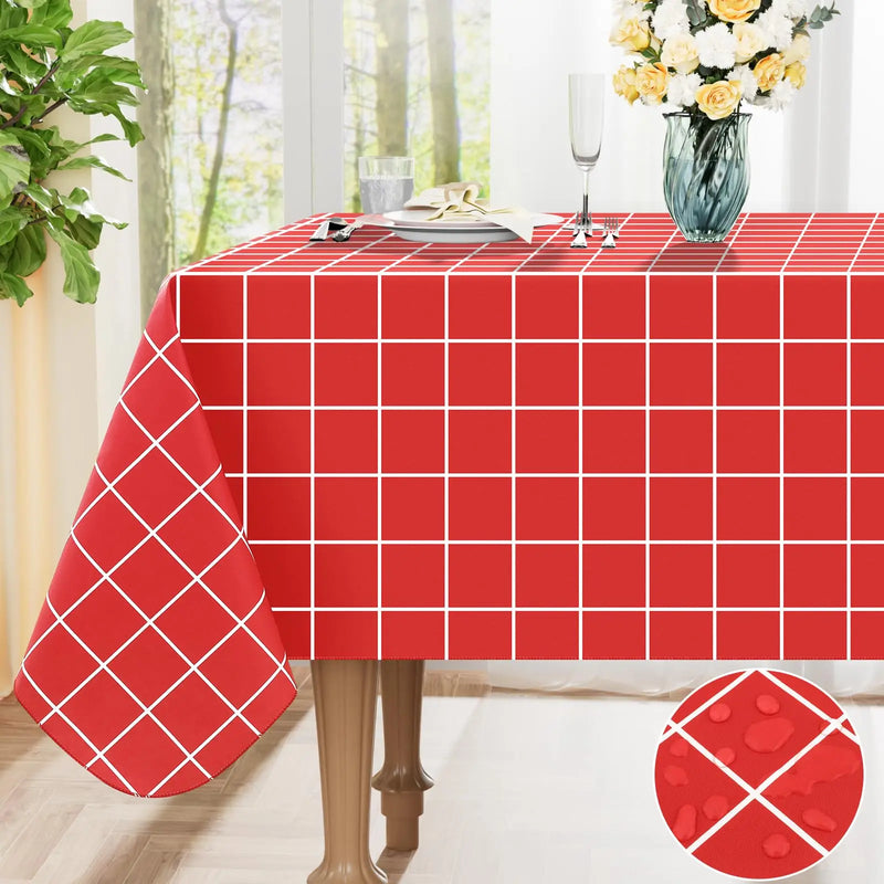 Axyaa Buffalo Flannel Backed Tablecloth: Waterproof, Wipeable, Outdoor, Rectangle Table Cover