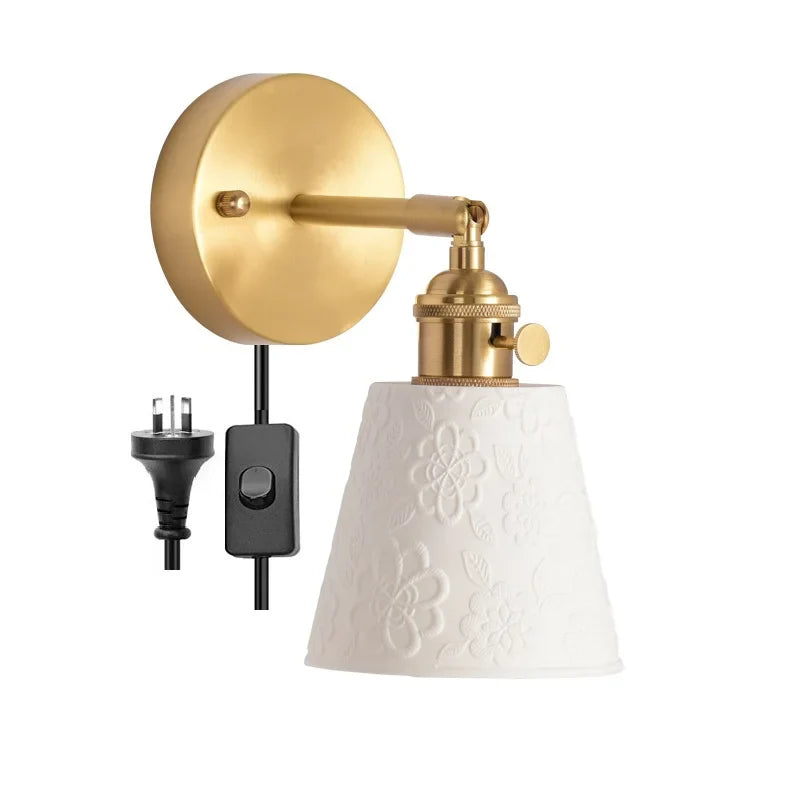 Axyaa White Ceramic LED Wall Sconce for Home Bedroom Living Room Bathroom Mirror