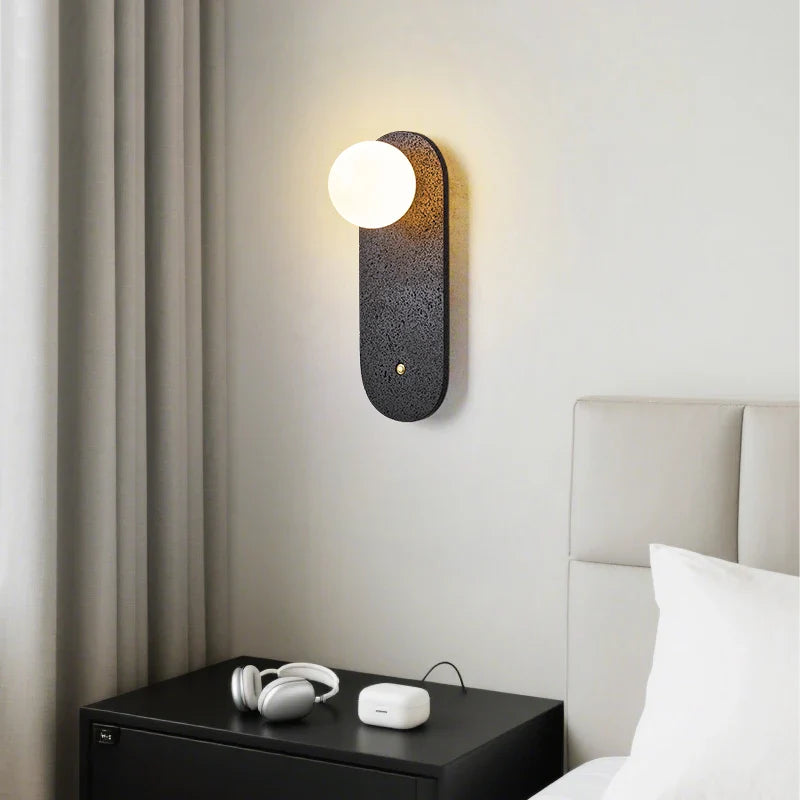 Axyaa Nordic Minimalism LED Wall Lamps Black Travertine Stair Lights for Bedroom & Bathroom