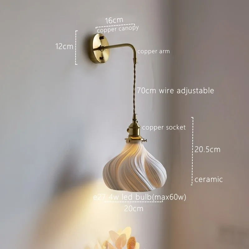 Axyaa Nordic LED Wall Sconce Copper Bedroom Mirror Light Interior Lamparas