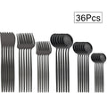 Axyaa 36pc Black Gold Stainless Steel Cutlery Set - Western Tableware Flatware