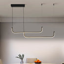 Axyaa Modern LED Pendant Light for Dining Room, Adjustable Height, Black Linear Fixture