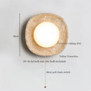 Axyaa Vintage Wabi Sabi LED Wall Lamp Yellow Travertine Pull Chain Switch