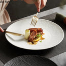 Axyaa Matte Stone Patterned Ceramic Steak Dessert Sushi Salad Plate - Round Shallow Specialty Tableware