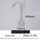 Axyaa Wall Mounted LED Reading Lamp 3W, Adjustable Gooseneck, Switch, Bedroom Night Light
