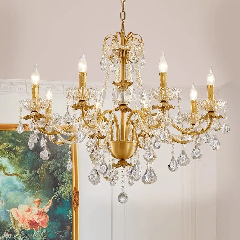 Axyaa Gold Crystal Chandelier for Luxurious Living Spaces