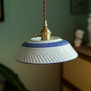 Axyaa Ceramic LED Pendant Light in White with Gold & Copper Accents