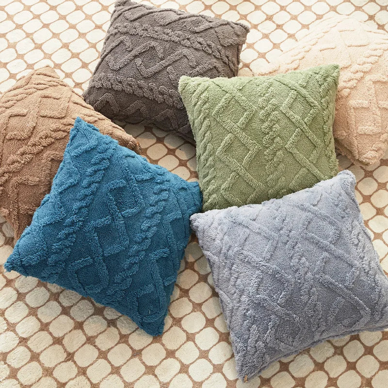 Axyaa Pink Velvet Geometric Cushion Cover 45*45cm for Home Living Room