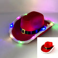 Axyaa Christmas Red Cowboy Hat with LED Lights