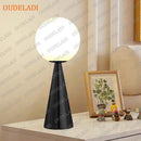 Axyaa Glass Ball Table Lamp with Creative Brass Cone Design