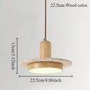 Axyaa Travertine LED Pendant Light - Modern Walnut Chandelier for Dining Kitchen Island Counter