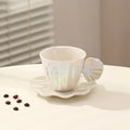 Axyaa Ceramic Shell Mug with Saucer: Abstract Art Tea Coffee Cup, 280ml