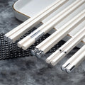 Axyaa 5 Pair Alloy Non-Slip Chopsticks Set for Kitchen Tableware Gift