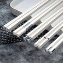 Axyaa 5 Pair Alloy Non-Slip Chopsticks Set for Kitchen Tableware Gift