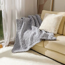 Axyaa Chenille Chunky Knit Blanket 50x60", Handmade Cable Knitted Throw