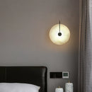 Round Natural Marble LED Wall Lamp by Axyaa - Elegant Bedroom Bedside Lighting Fixture