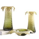 Axyaa Gradient Glass Vase & Fruit Plate Combo: Stylish Home Decor & Storage Solution