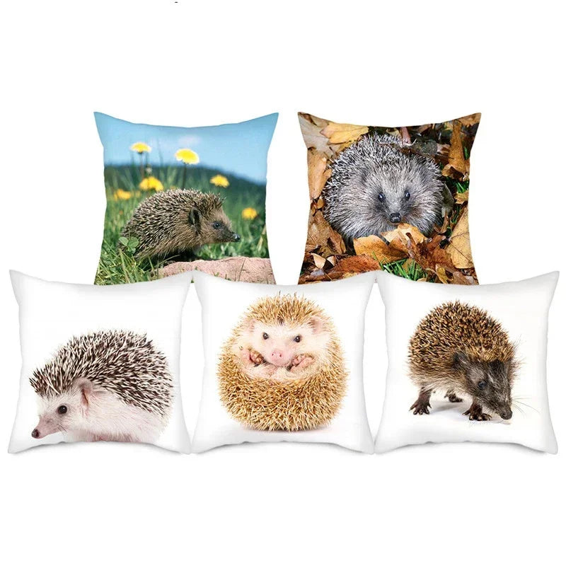 Hedgehog Print Pillow Cover for Home Sofa Decor - Axyaa