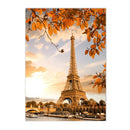 Paris Street Leaves Landscape Poster Tram Car Tower Canvas Art Print by Axyaa