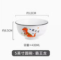 Axyaa Dinosaur Ceramic Rice Bowl 5" Cute Cartoon Soup Bowl for Children's Tableware