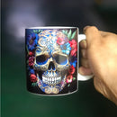 Axyaa Skull Flower Ceramic Coffee Mug Halloween Gift Cup.