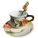 Axyaa Ceramic Flower Coffee Cup and Saucer: Elegant Embossed 3D Design