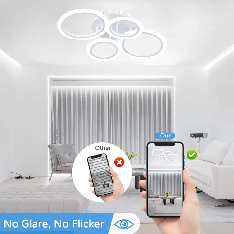 Axyaa Smart LED Ceiling Chandelier with Remote & APP Control for Living Room & Bedroom