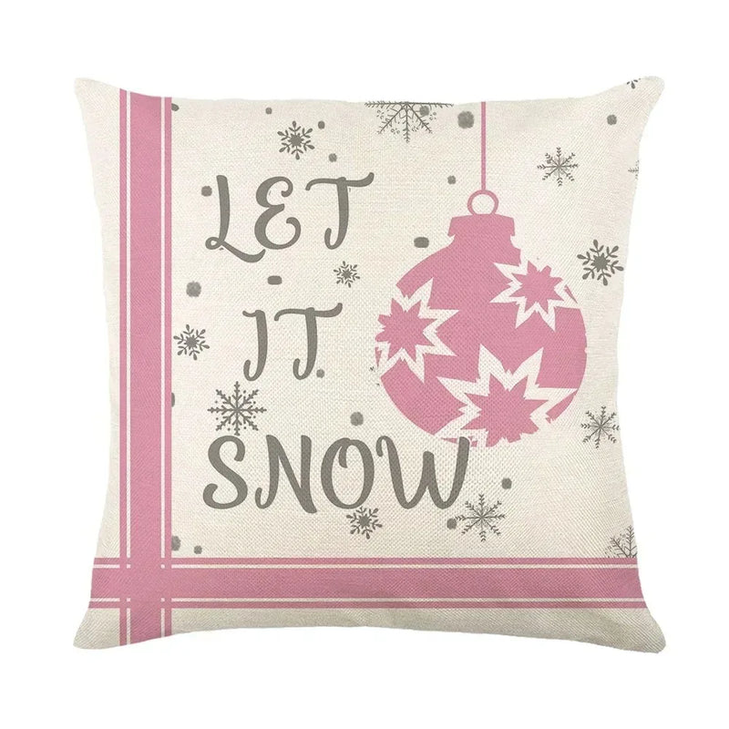 Christmas Party Pillowcase with Santa Claus & Snowman Print for Home Decoration by Axyaa.