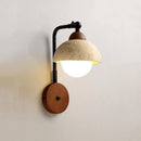 Axyaa Warm Yellow Travertine Half Circle LED Wall Lamp Modern Stone Home Decor