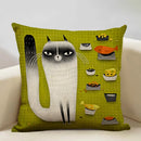 Axyaa Funny Cat Cartoon Pillowcase Linen Cushion Cover for Kids Nursery