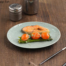 Axyaa Ceramic Dessert Plate Set | Green Patterned Steak Plates for Restaurant and Barbecue