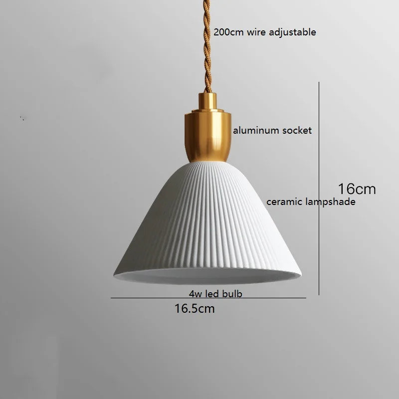 Axyaa Walnut Ceramic Nordic LED Pendant Lights - Japanese Style Modern Hanging Lamp