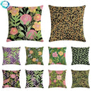 Axyaa Rose Flower Pillow Cover - Green Plant Oil Painting Cushion, Home Decor Case