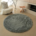 Axyaa Kids Bedroom Plush Rug: Circular White Fluffy Carpet for Nursery & Play Mat
